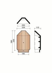 HOEKIGE BEGINNOORDBOOM ACTUA 10 LT ANTRACIET MAT