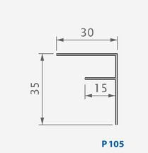 MURVINYL F-PROFIEL KORT P105 WIT 0003 