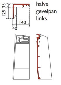 HALVE GEVELPAN LINKS SIGNY DOUBLE BLACK MAT